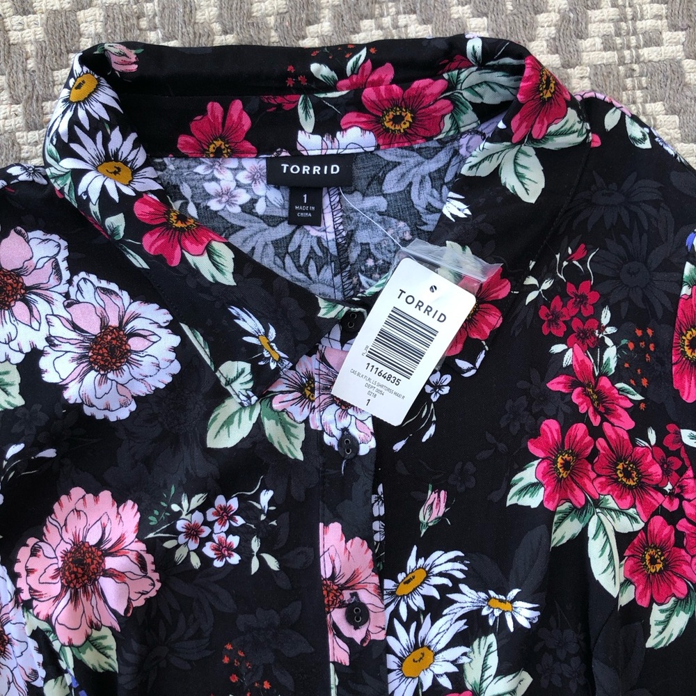Torrid maxi challis button front shirt dress size 1 - Picture 2 of 16